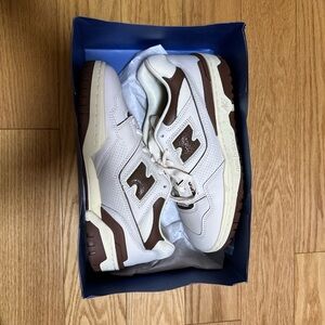 New Balance Cream and Brown Retro Sneakers